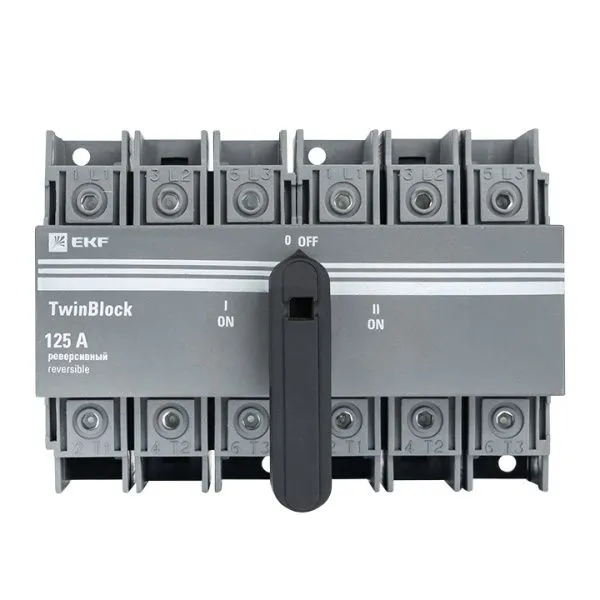 Рубильник 125A 3P реверсивный c рукояткой для прямой установки TwinBlock EKF - Фото 2