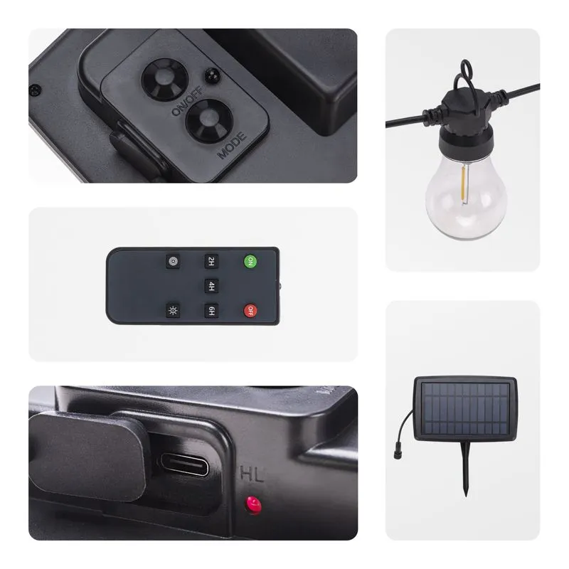 Гирлянда садовая Канэри, 20м, 3000К, встроенный аккумулятор, солнечная панель, коллекция Лондон REXANT - Фото 3