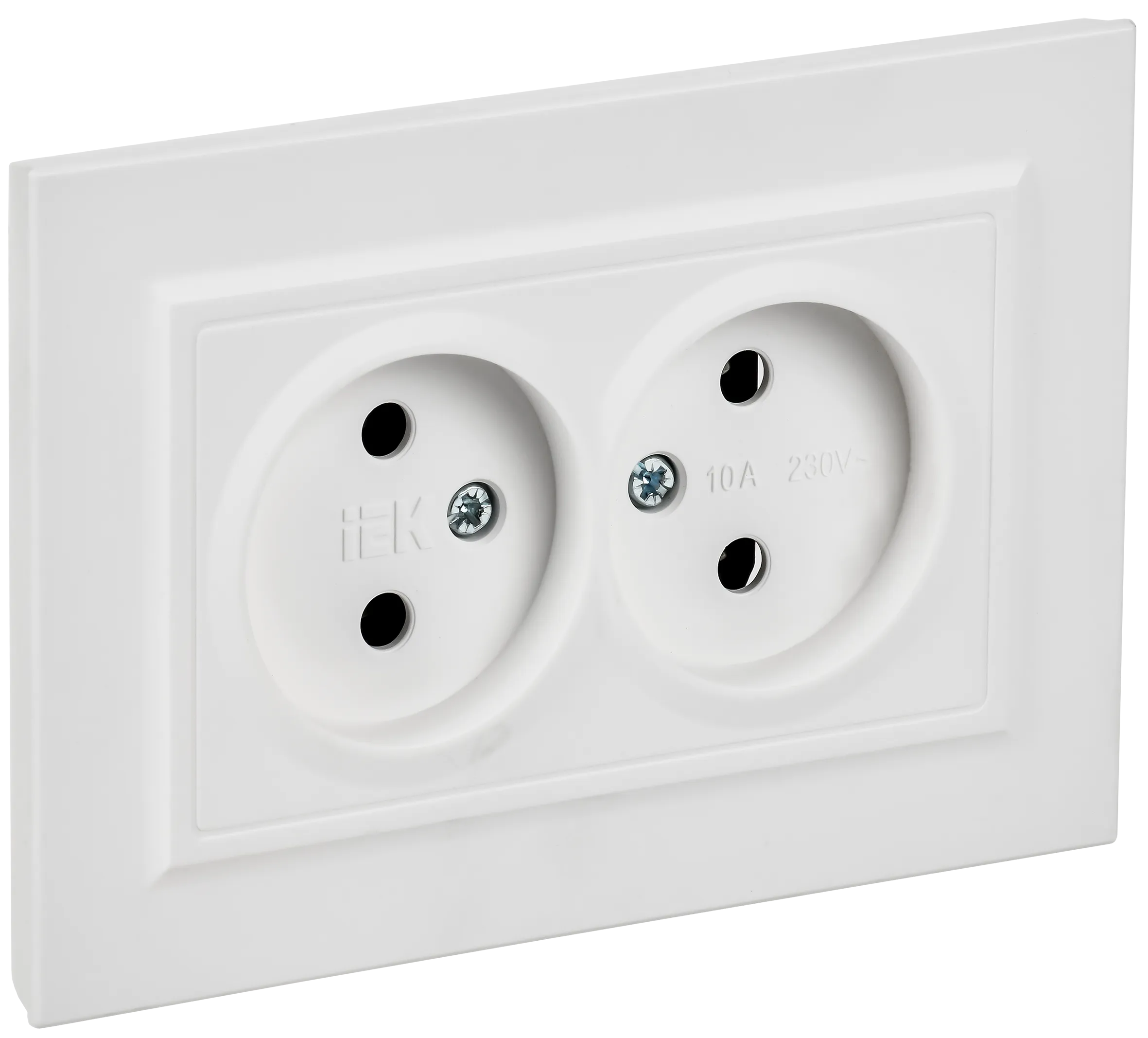 BRITE Розетка 2-местная без заземления без защитных шторок 10А в сборе РС12-2-БрАБ арктический белый IEK BR-R20-10-K91-F