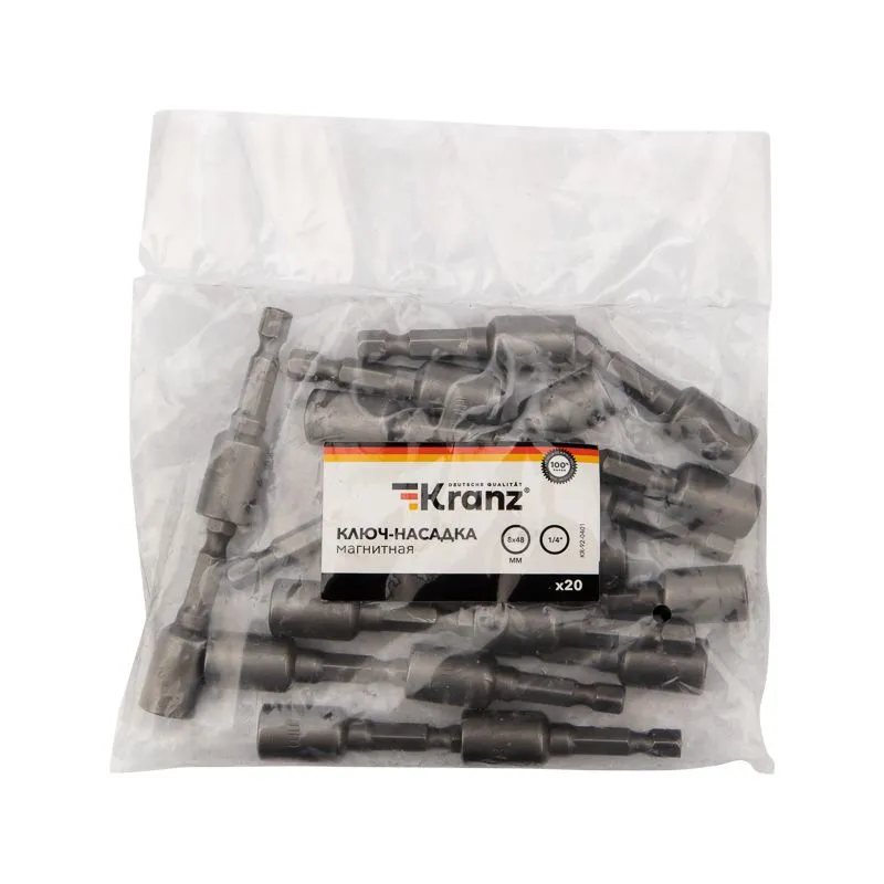 Ключ-насадка 8х48 мм, 1/4" магнитная (упак. 20 шт.) Kranz - Фото 3