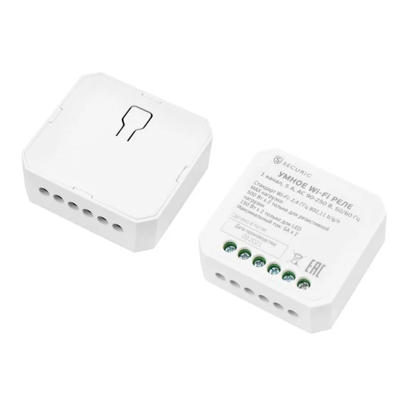 Умное встраиваемое Wi-Fi реле одноканальное (для выключателей без подсветки) SECURIC - Фото 3