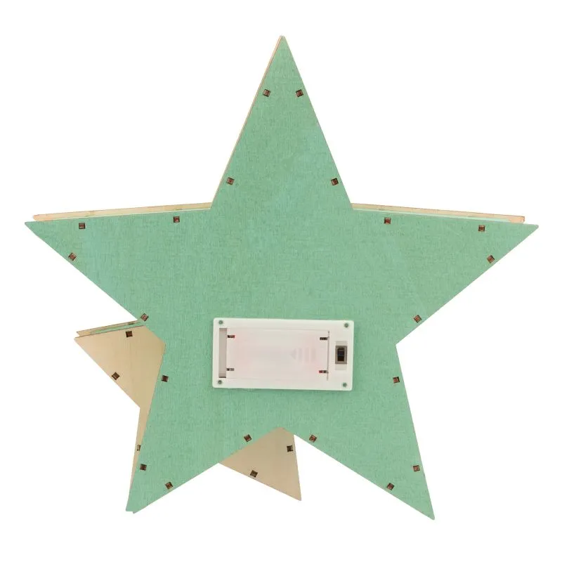 Деревянная фигура с подсветкой Домик Звездочета бирюзовая 26х7х25 см, NEON-NIGHT - Фото 5