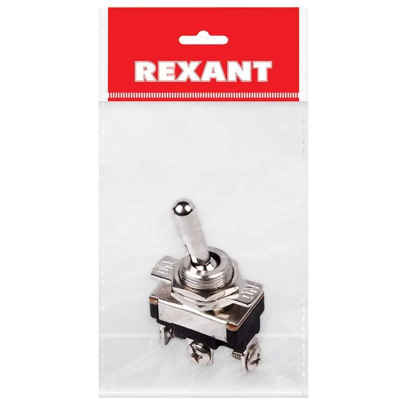 Тумблер 220V 10А (3c) ON-OFF-ON однополюсный  Mini  (ASW-23)  REXANT Индивидуальная упаковка 1 шт 36-4311-1