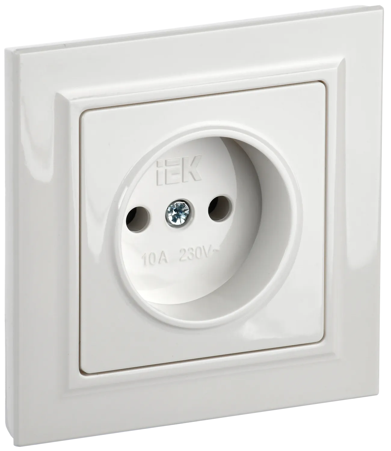 BRITE Розетка 1-местная без заземления без защитных шторок 10А в сб. РСР10-1-0-БрБ белый IEK BR-R10-10-K01-F