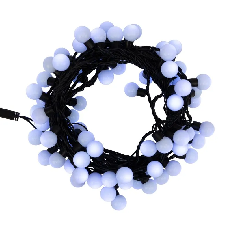 Гирлянда светодиодная Мультишарики Ø23мм 10м 80 LED БЕЛЫЙ черный ПВХ IP65 постоянное свечение 230В нужен блок 303-500 NEON-NIGHT - Фото 2