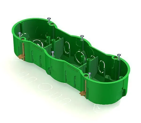 Коробка установочная 3-местная 212х70х45мм ГИПС (с саморезами, с металлическими зажимами)