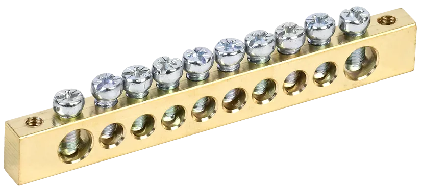 Шина PEN "земля-ноль" 8х12мм 10/2 (10групп/крепеж по краям) IEK