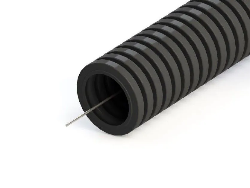 Труба ПНД гофрированная с зондом D40мм.  (25м/уп) Черный DEKRON DEK0204-0205