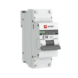 Авт. выкл. 1P 16А (C) 10kA ВА 47-100 EKF PROxima mcb47100-1-16C-pro