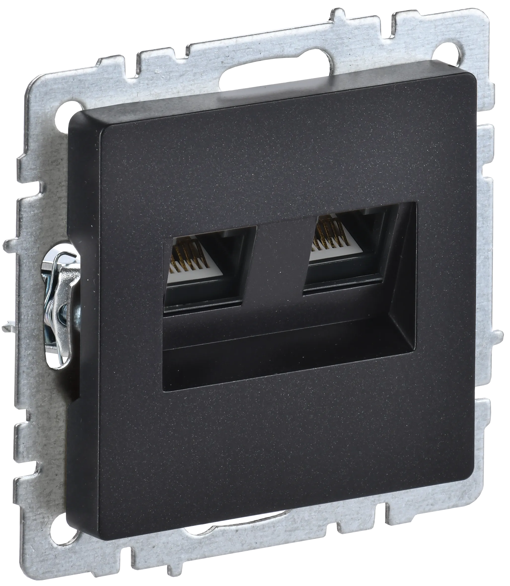 BRITE Розетка компьютерная двойная RJ45 кат.5E РК10-2-БрЧ черный IEK