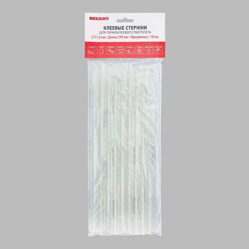 Стержни клеевые Ø11мм, 270мм, прозрачные (10 шт/уп),хедер REXANT - Фото 3