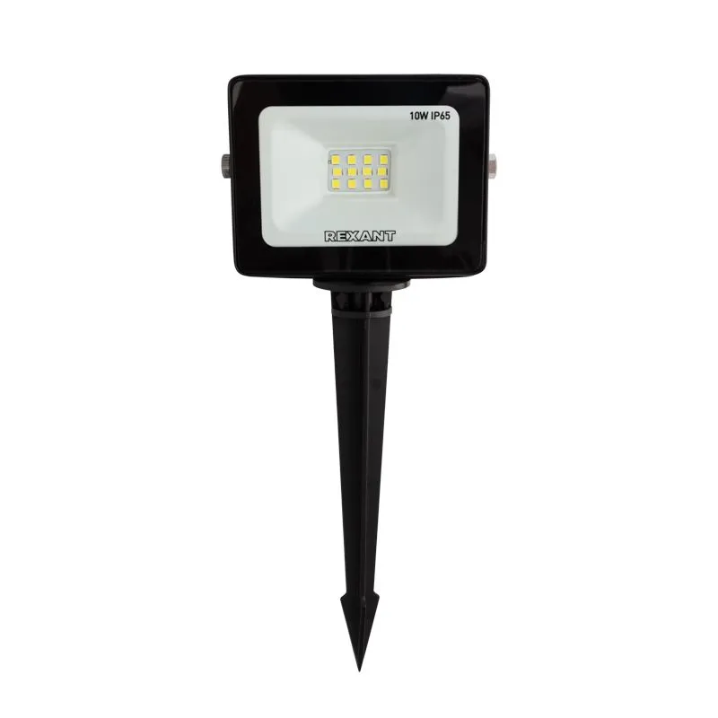 Прожектор светодиодный 10 Вт 200–260 В IP65 800 Лм 6500 K, холодный свет REXANT + опора на грунте 60 - Фото 2