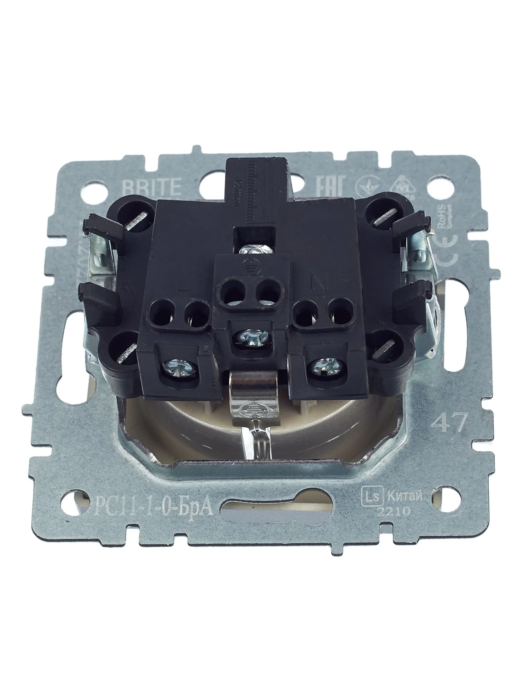 BRITE Розетка 1-местная с заземлением без защитных шторок 16А РС11-1-0-БрА алюминий IEK - Фото 3