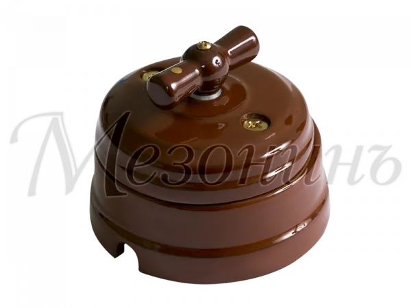 Выключатель ретро фарфоровый поворотный на два положения, для включения из 2-х мест (1-клавишн про