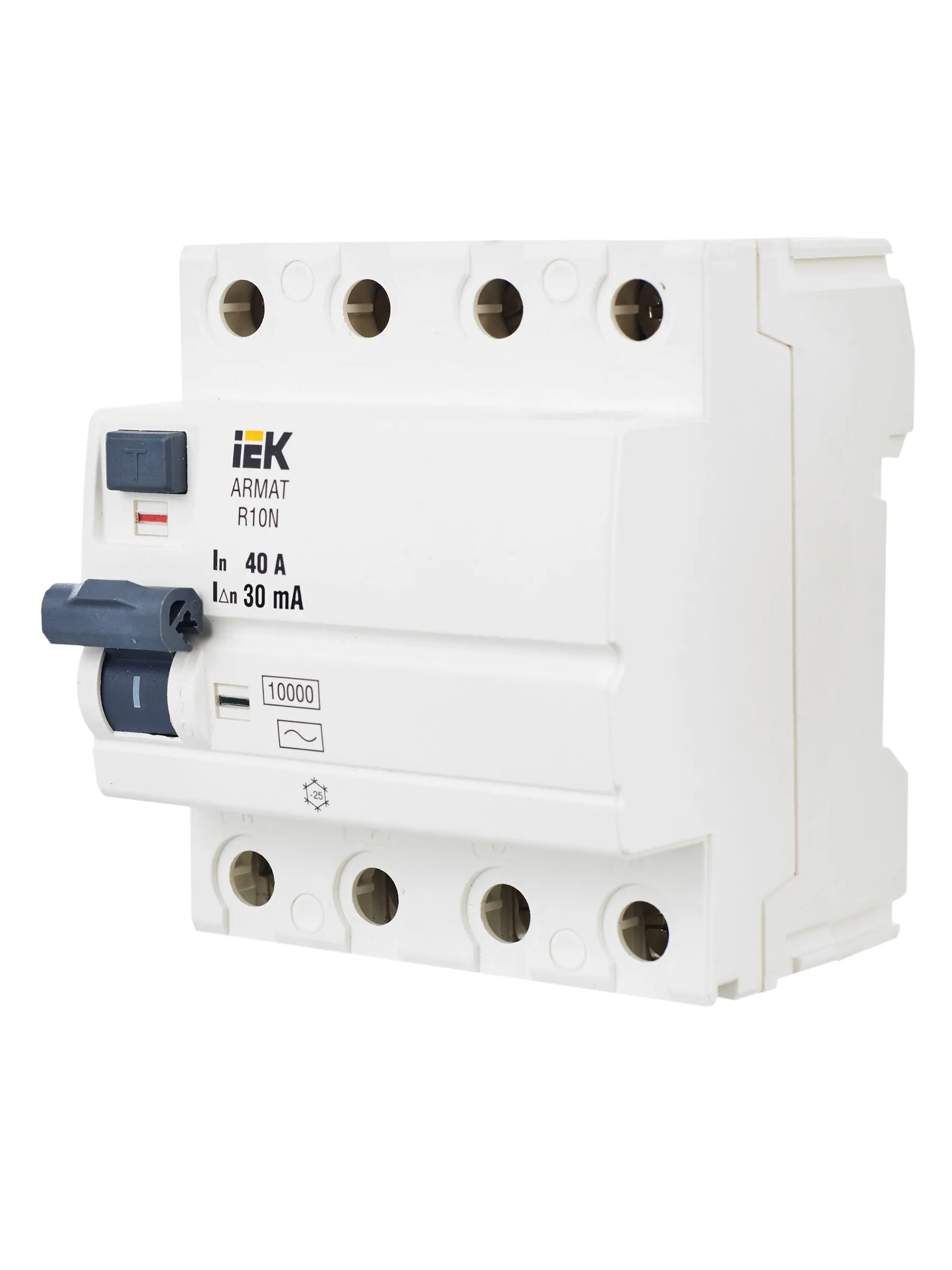 ARMAT Выключатель дифференциального тока R10N 4P 40А 30мА тип A IEK - Фото 3