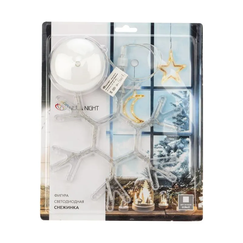 Фигура светодиодная «Снежинка» на присоске с подвесом, цвет белый - Фото 4
