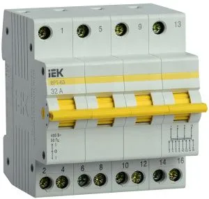 Выключатель-разъединитель трехпозиционный ВРТ-63 4P 32А IEK MPR10-4-032