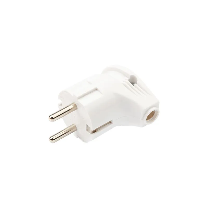 Вилка Евро угловая с з/к 16А белая IP20 REXANT 16-0728