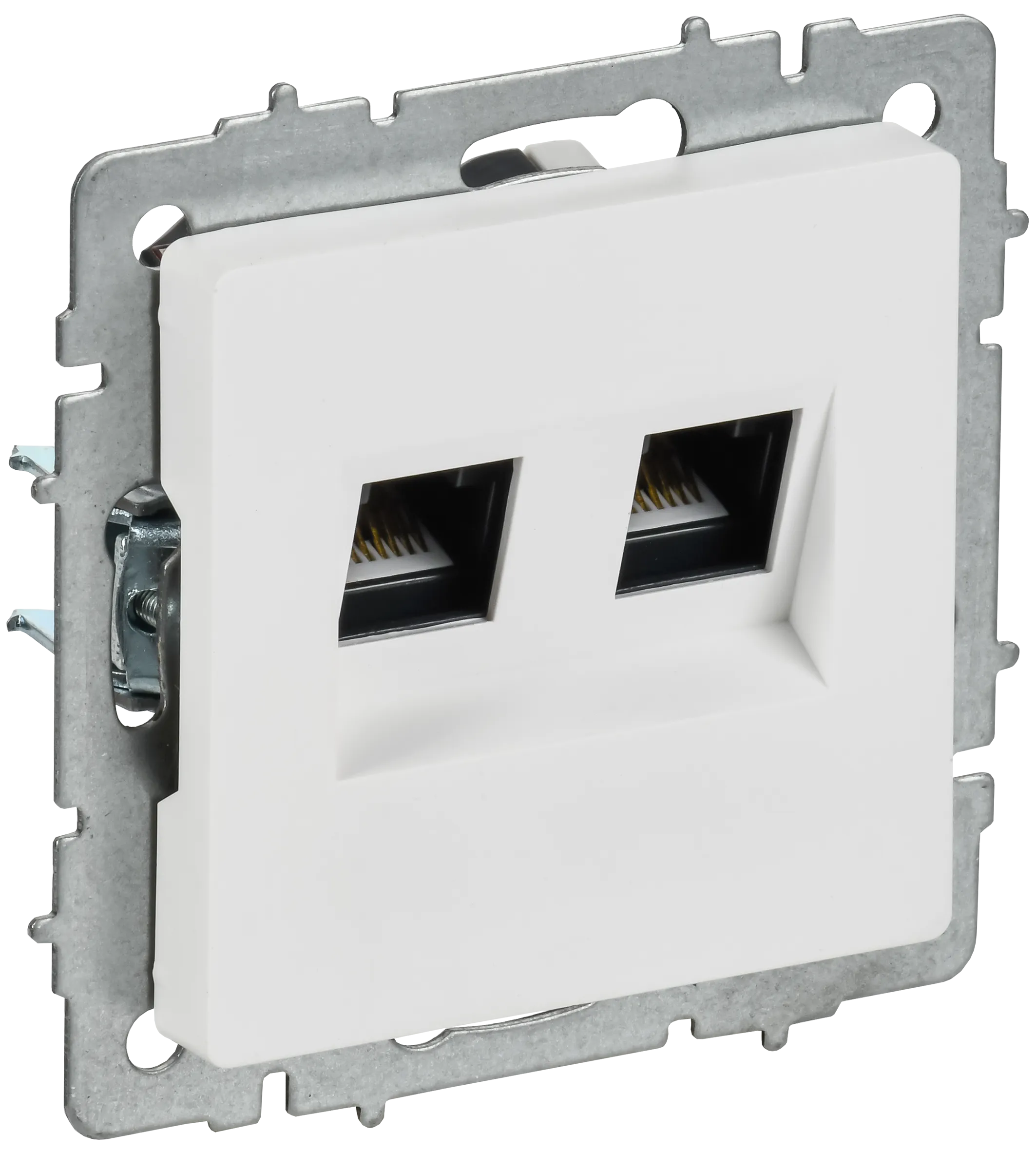 BRITE Розетка компьютерная двойная RJ45 кат.6 РК11-2-БрАБ арктический белый IEK BR-K20-2-K91