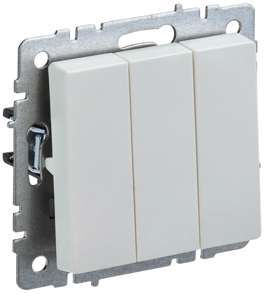 BRITE Выключатель 3-клавишный 10А ВС10-3-0-БрЖ жемчуг IEK BR-V30-0-10-K36
