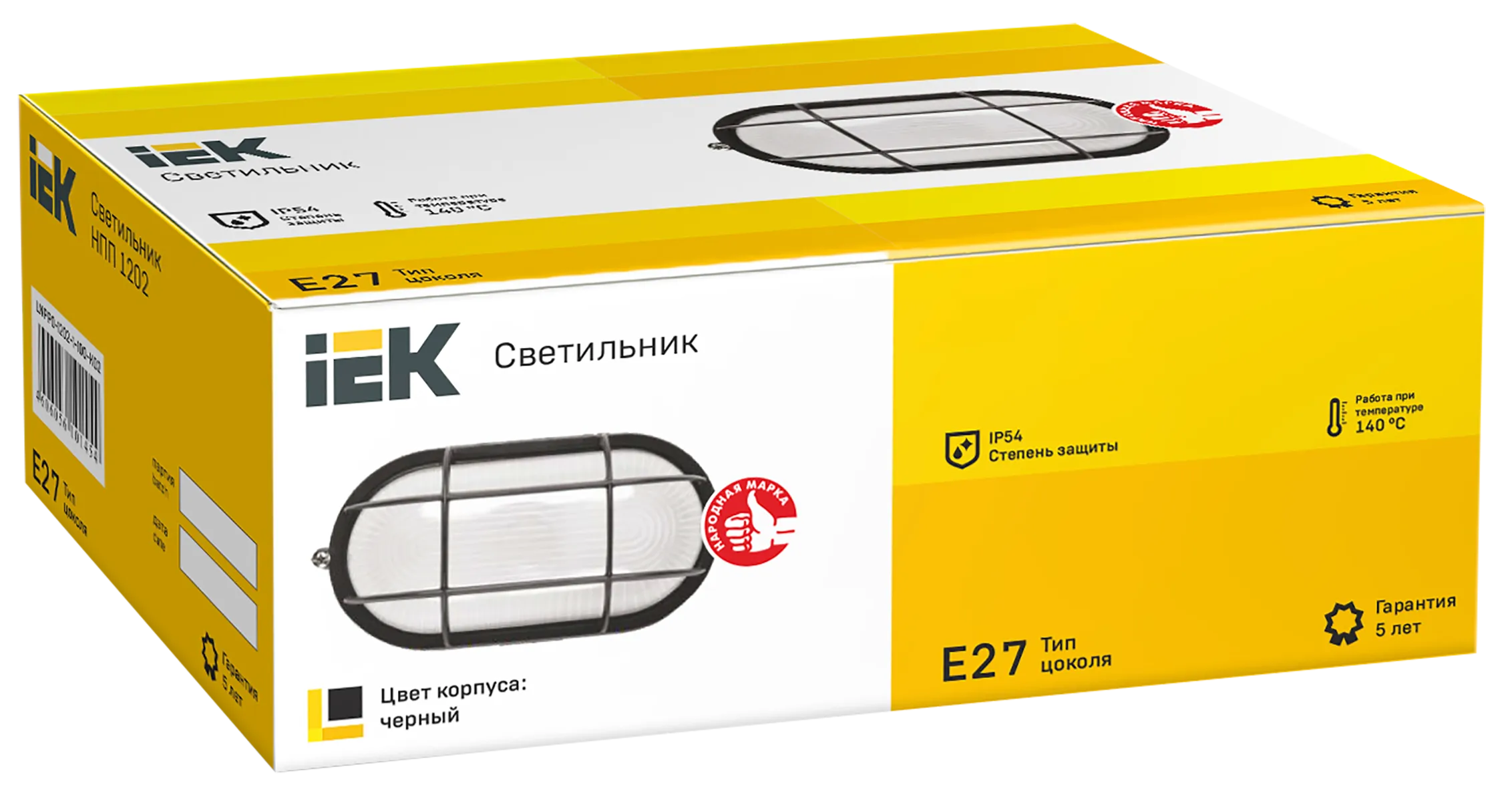 Светильник НПП1202 овал с решеткой 100Вт IP54 черный IEK - Фото 2