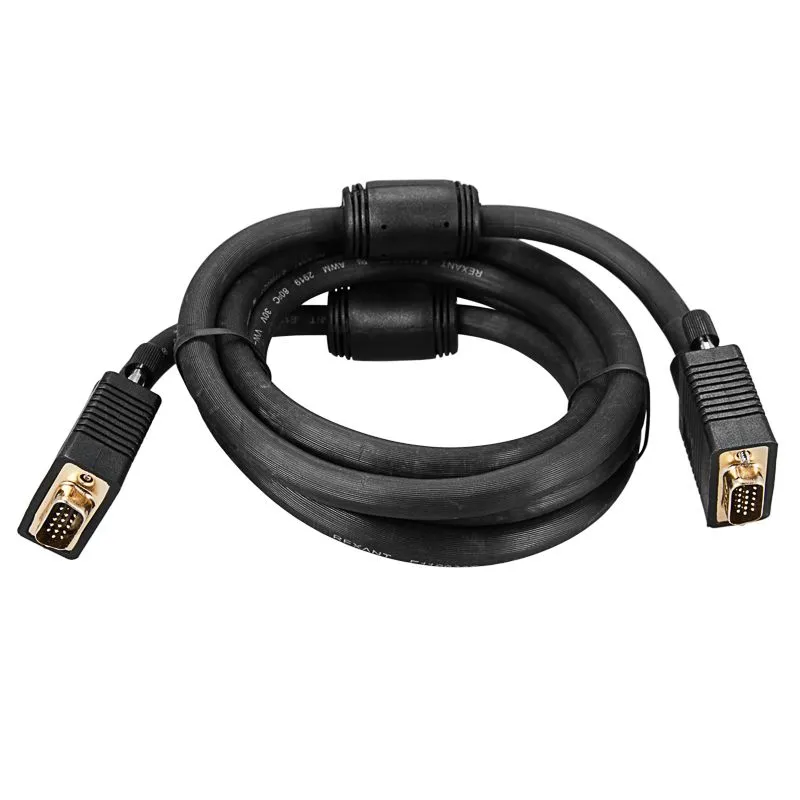 Шнур VGA - VGA с ферритами, 3м, черный, Gold REXANT - Фото 4