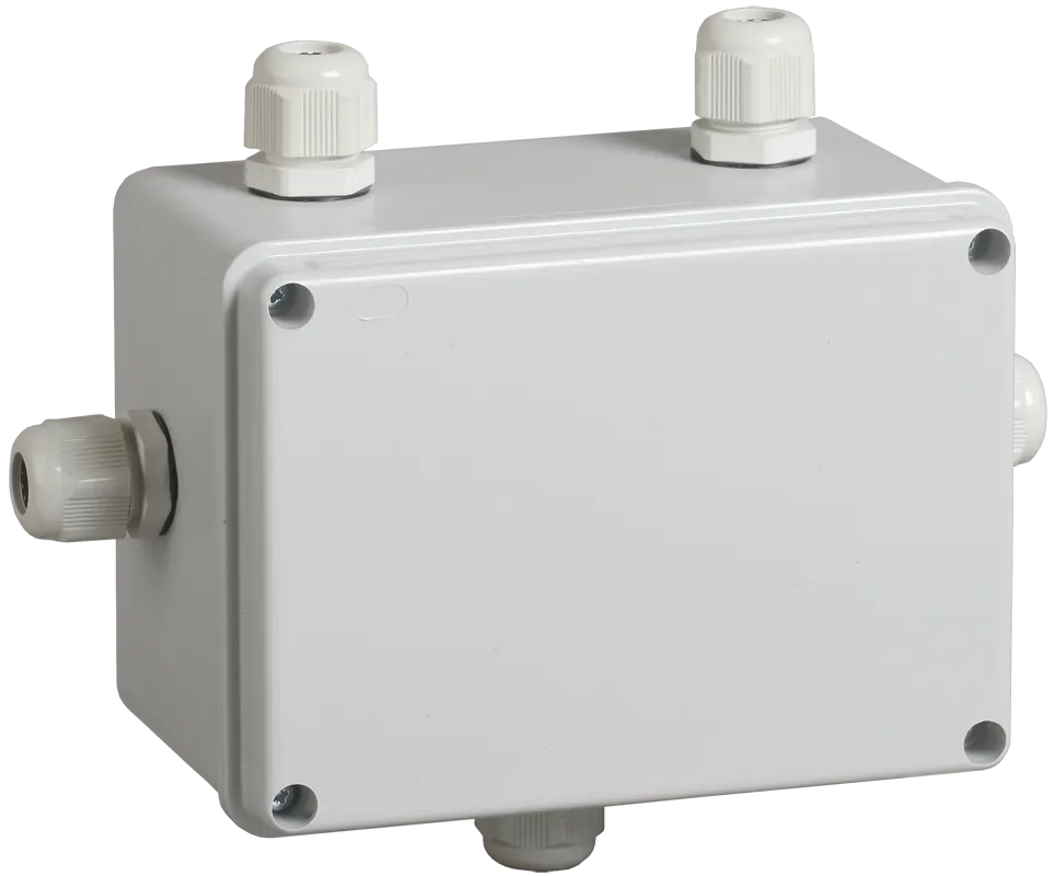 Коробка распаячная КМ41331 для открытой проводки безгалогенная (HF) 150х110х85мм IP55 5 гермовводов PG11 серая IEK