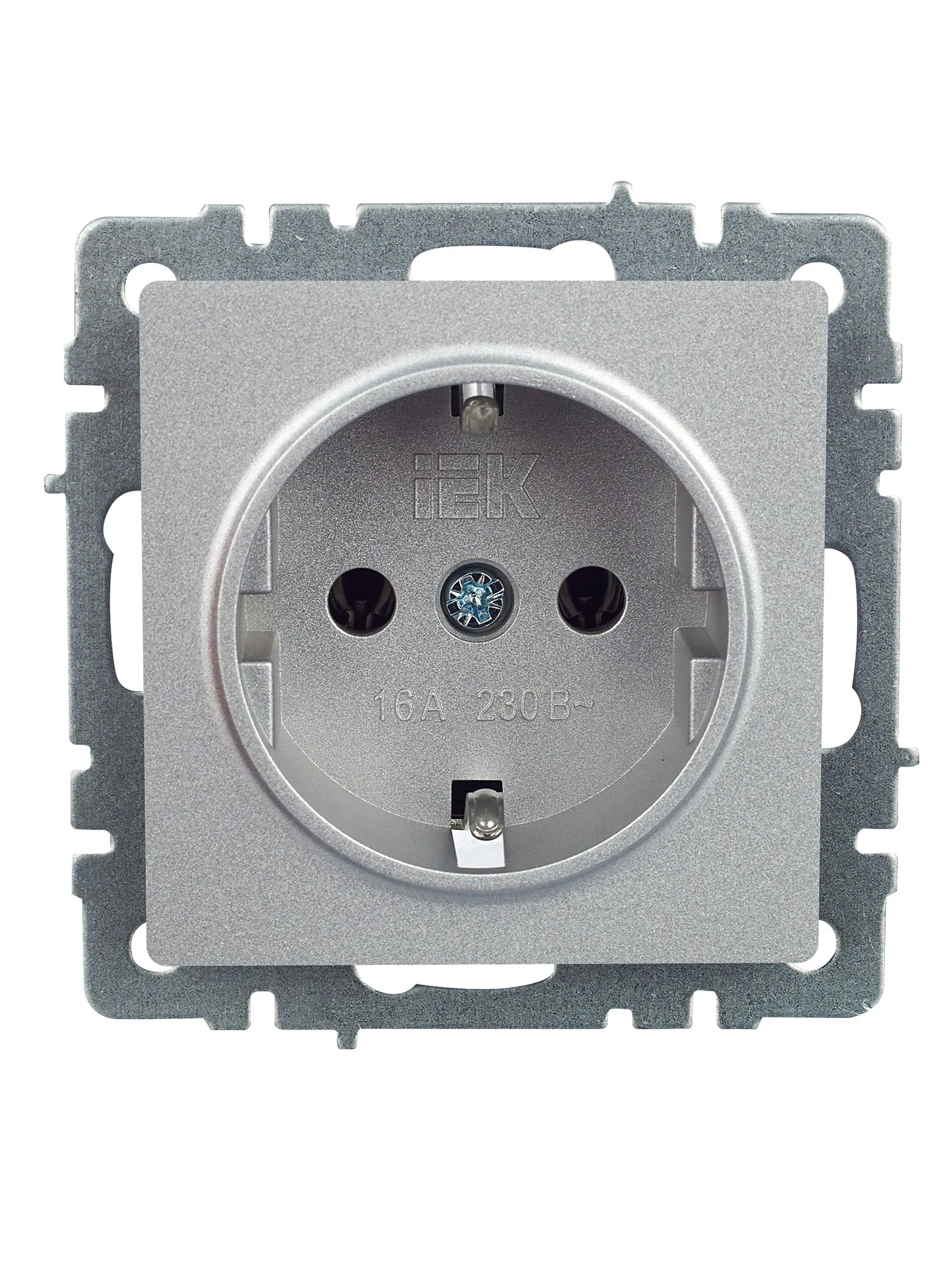 BRITE Розетка 1-местная с заземлением без защитных шторок 16А РС11-1-0-БрА алюминий IEK - Фото 5