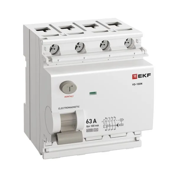 ВДТ ВД-100N 4P 63А 100мА A эл-мех 6кА PROXIMA EKF - Фото 3