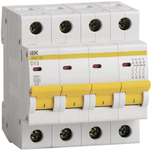 KARAT Автоматический выключатель ВА47-29 4P D 13А 4,5кА IEK