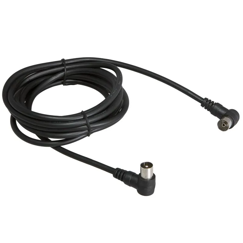 Шнур ТВ гнездо - ТВ штекер, угловой, 1,5м, черный REXANT 18-0012