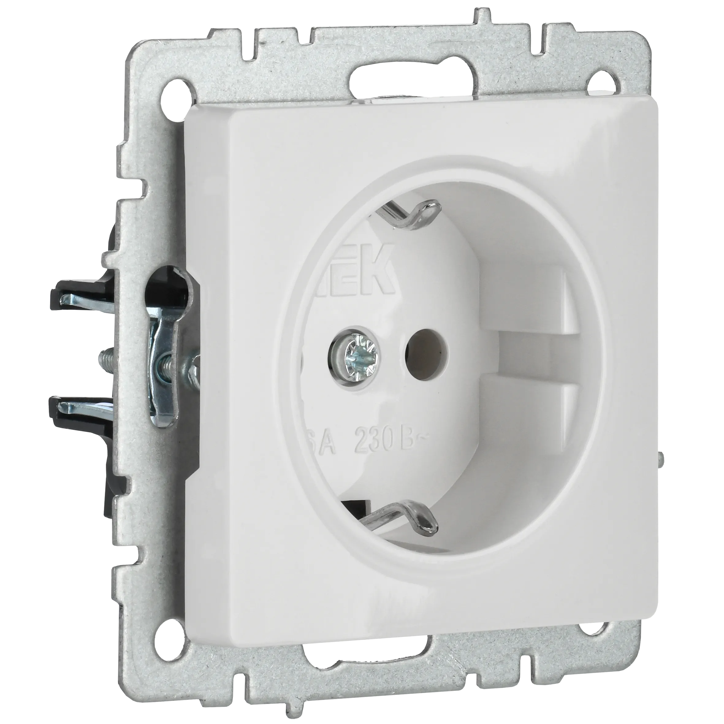 BRITE Розетка 1-местная с заземлением без защитных шторок 16А РС11-1-0-БрБ белый IEK - Фото 2