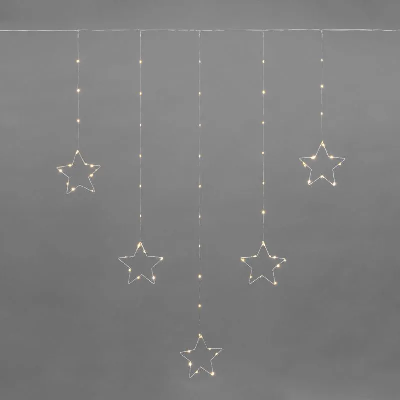 Гирлянда Светодиодный занавес из росы с фигурами Звезд ТЕПЛЫЙ БЕЛЫЙ IP20 USB + пульт управления NEON-NIGHT