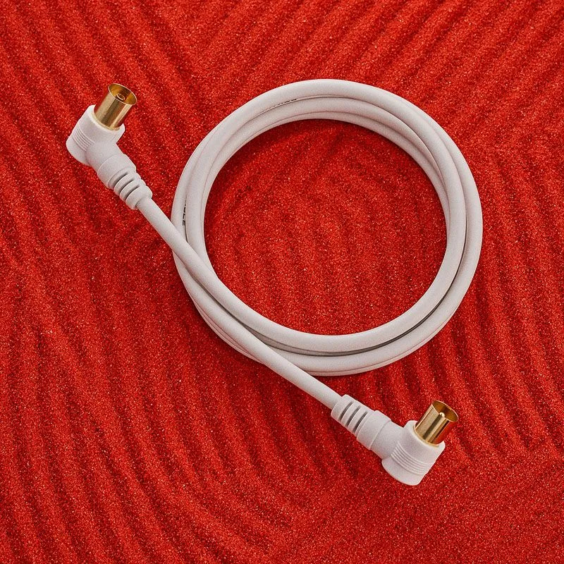 Шнур ТВ гнездо - ТВ штекер, угловой, 1,5м, белый REXANT - Фото 4