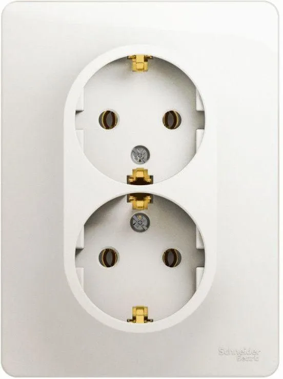 Розетка 2-м СП Glossa 16А IP20 с заземл. в сборе перламутр. SE GSL000624