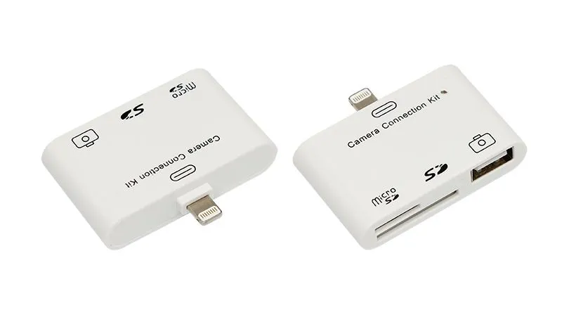 Адаптер для iPhone 5 на USB, SD, microSD для переноса фото белый 18-0153