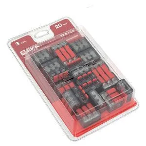 Клемма СМК 221-413 с рычагом 3 отверстия блистер (20шт.) EKF plc-smk-221-413b-20