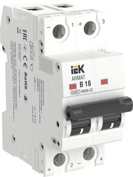ARMAT Автоматический выключатель M06N-DC 2P B 16А IEK AR-M06N-2-B016DC
