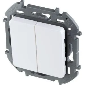 INSPIRIA Выключатель 2-клавишный схема 5 10АХ безвинтовые зажимы белый 673620