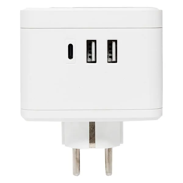 Тройник "Куб" 2 гнезда 2USB 2,4А+Type C + Ночник - Фото 2