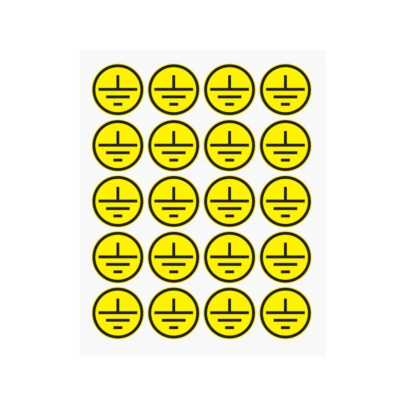 Наклейка знак электробезопасности «Заземление», диаметр 20мм (20 шт. на листе) REXANT - Фото 2