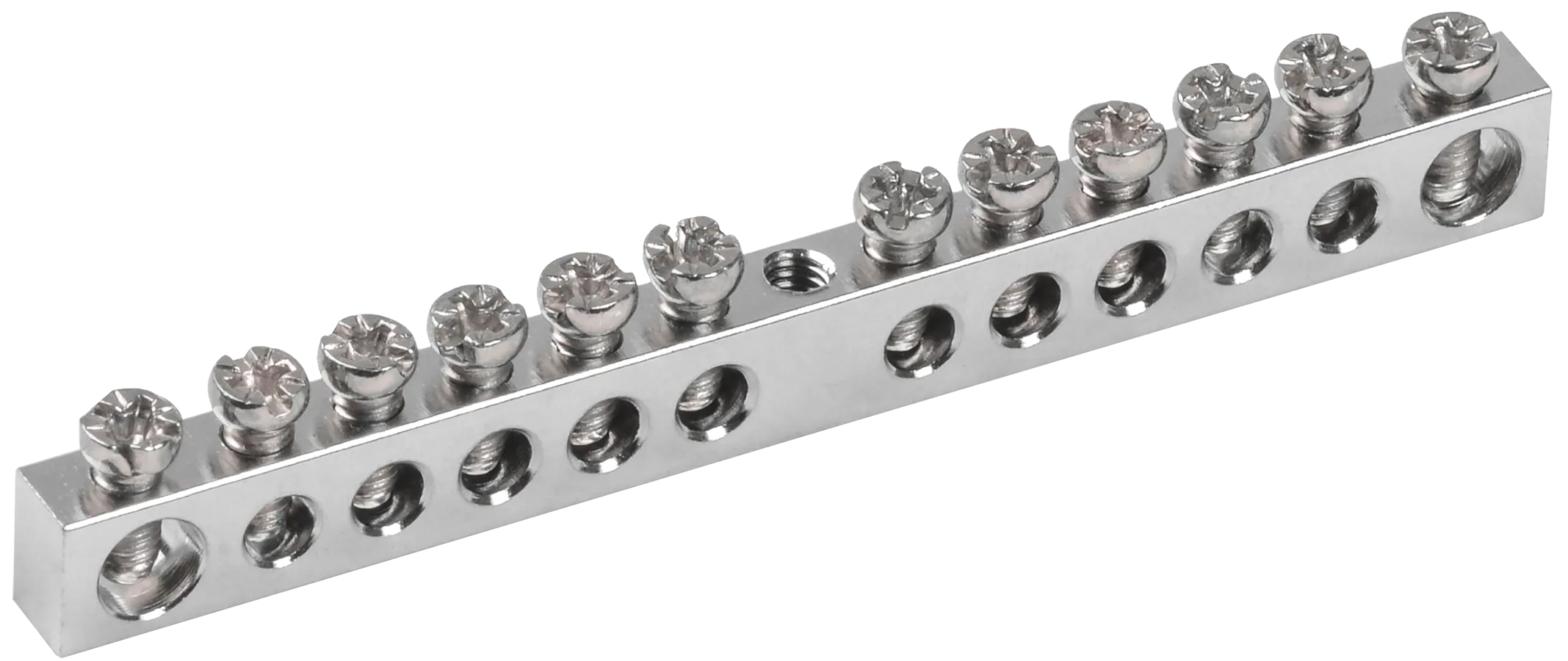 Шина PEN "земля-ноль" 6х9мм 12/1 с никелевым покрытием (12групп/крепеж по центру) IEK