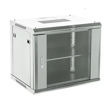 Настенный шкаф 19" 6U 600×450×368 (ШxГxВ), дверь стекло, металлическая задняя стенка, боковые съемные стенки, RAL 7035 REXANT