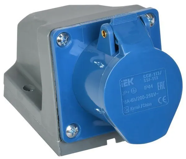 Розетка стационарная ССИ-113 2P+PE 16А 200-250В IP44 IEK PSR11-016-3