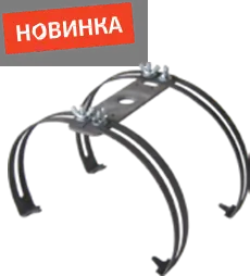 Держатель молниеприемника на круглый конек двойной