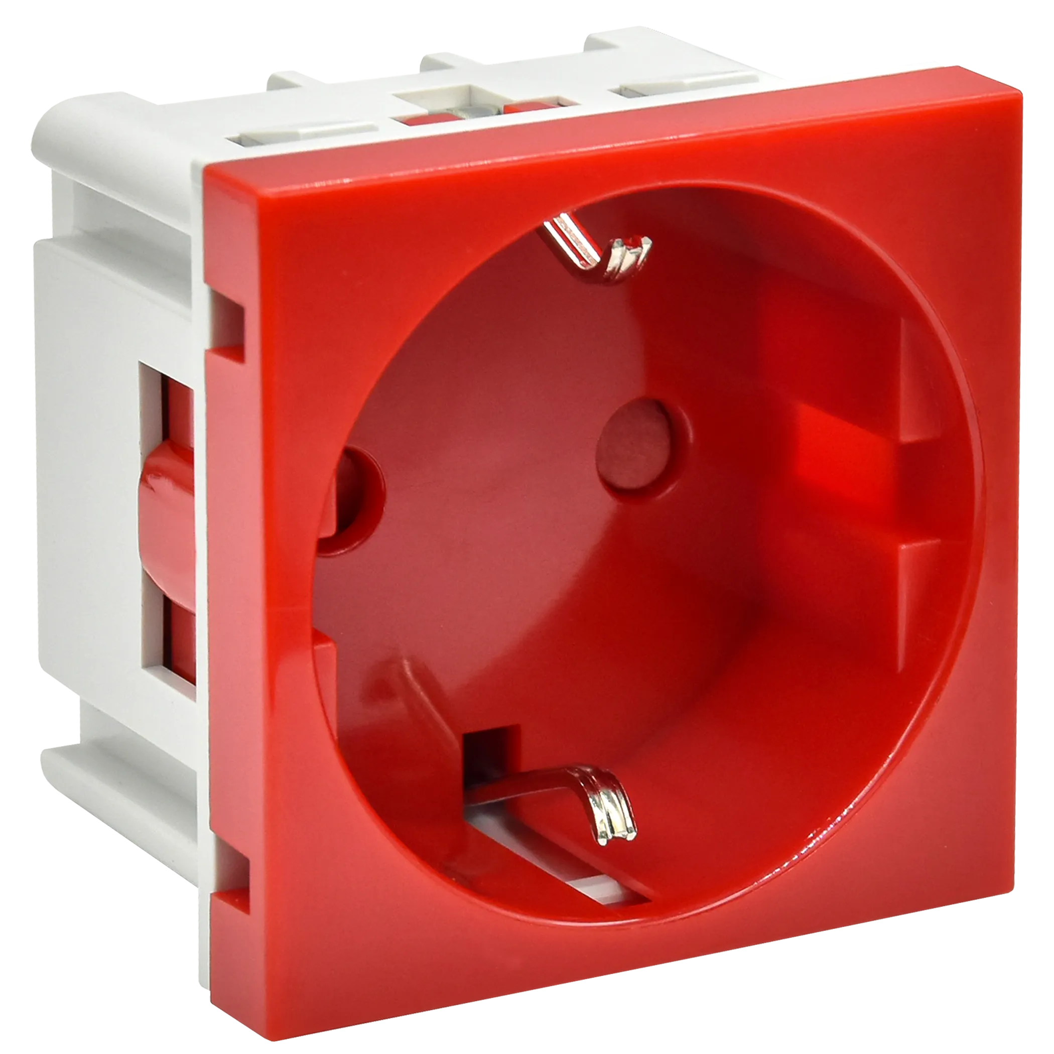 PRIMER РКС-20-30-П-К Розетка с заземляющим контактом защитной шторкой и винтовым зажимом (2 модуля) красная IEK PR-KK40D-RSZH-2-2-K04