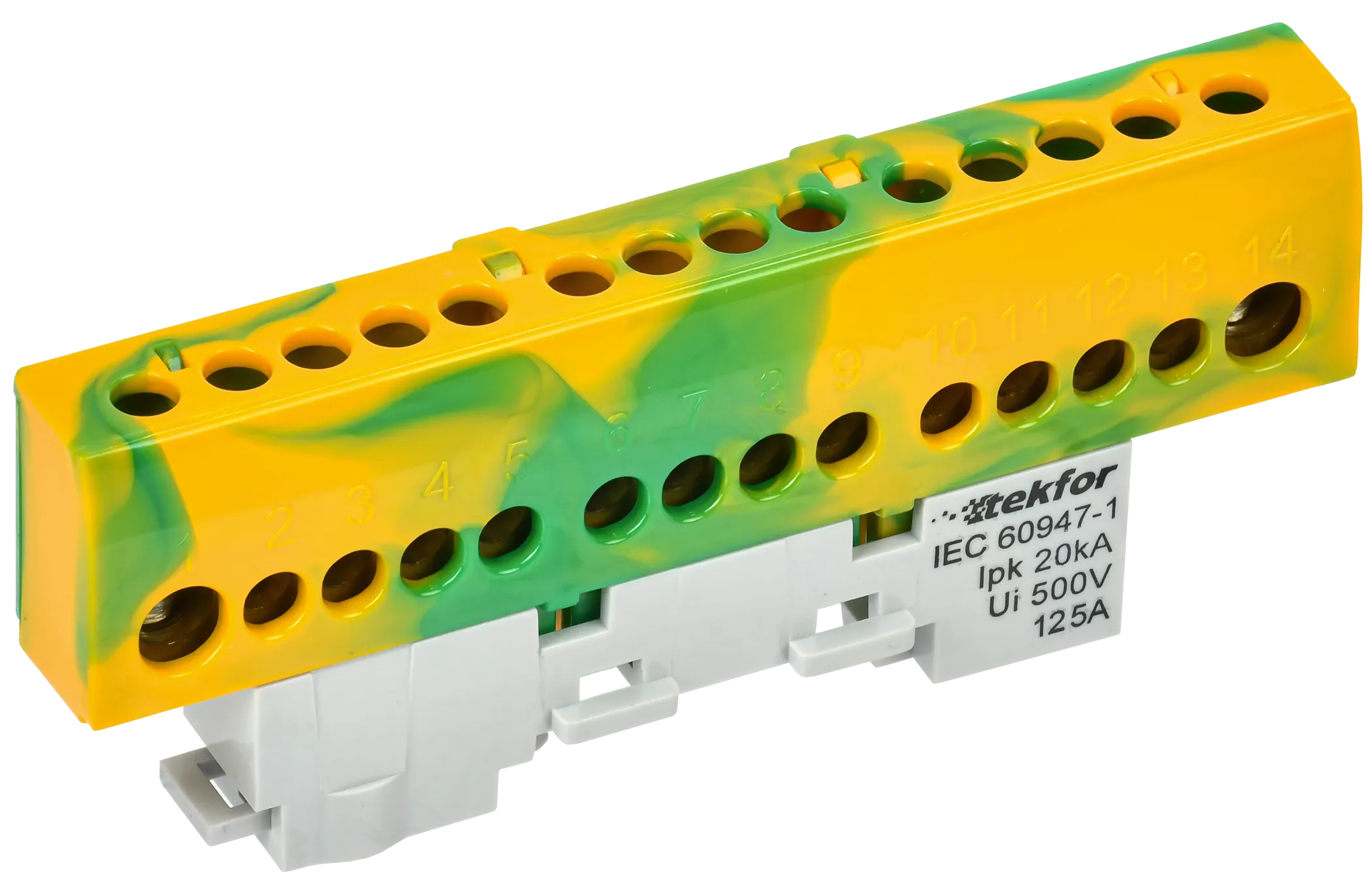 TEKFOR Шина PE "земля" изолированная на универсальном держателе 8х12-14-ЖЗ IEK TF-NN20-14-KL-K52