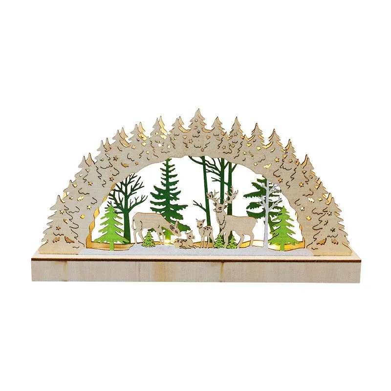 Деревянная фигурка с подсветкой Семейство оленей 30х5х15,7 см - Фото 5