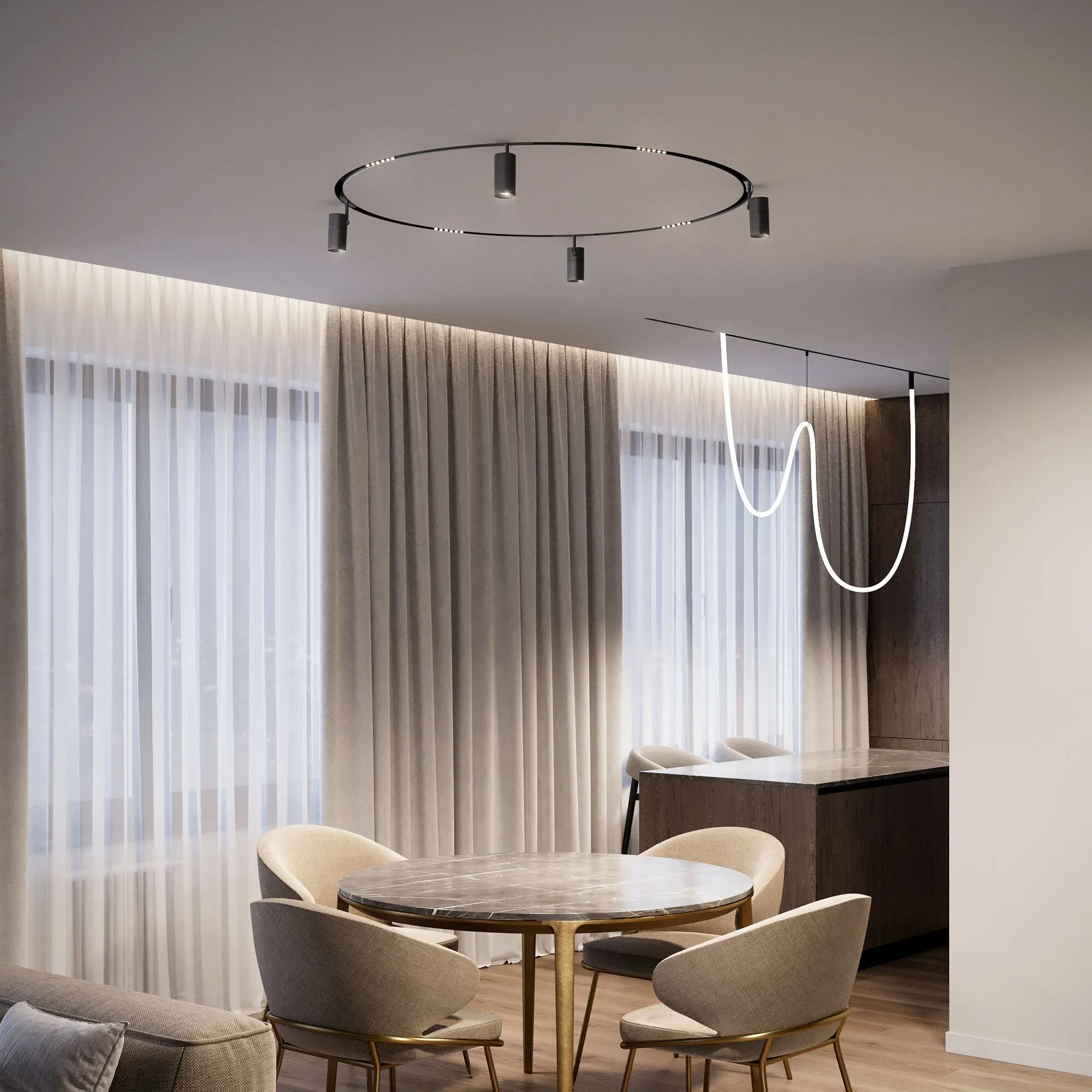 Slim Magnetic Трековый светильник для радиусного шинопровода 6W 4200K Intenso чёрный Ø 1200мм - Фото 3