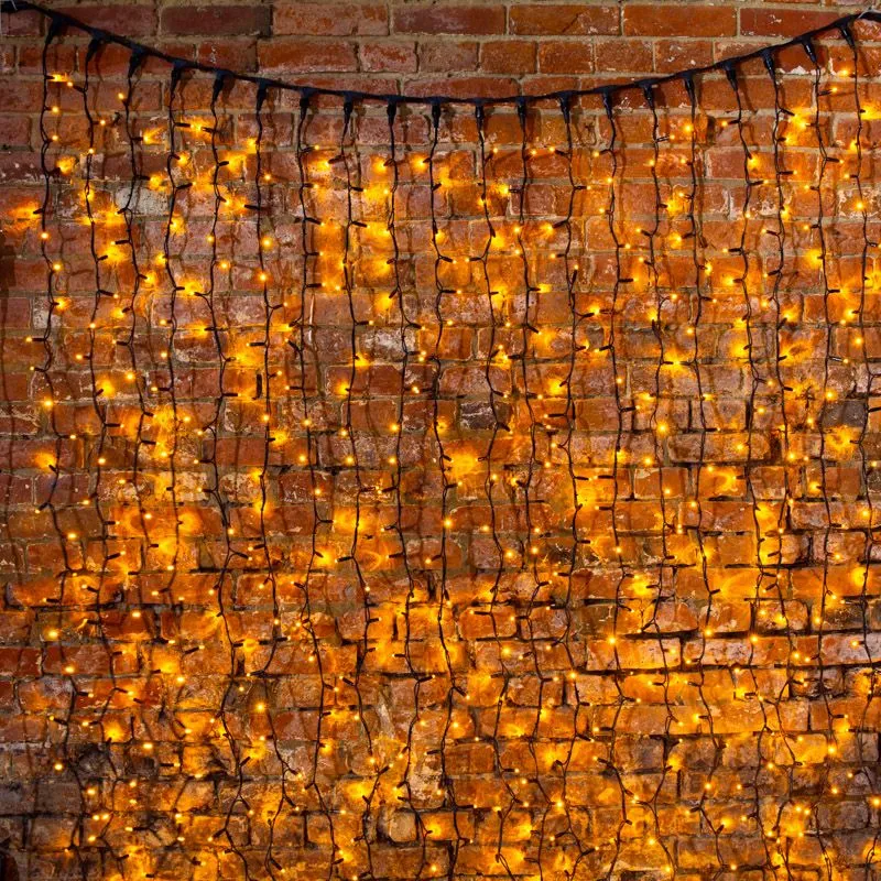 Гирлянда "Светодиодный Дождь" 2х3м, постоянное свечение, черный провод "КАУЧУК", 230 В, диоды ЖЁЛТЫЕ - Фото 2